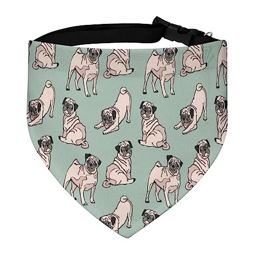 GENERIC Cute Dogs Pug Pattern Pet Bandana Collar - Scarf Collar - Art Dog Bandana Minimal Head Cicumference 1 GENERIC Cute Dogs Pug Pattern Pet Bandana Collar - Scarf Collar - Art Dog Bandana Minimal Head Cicumference