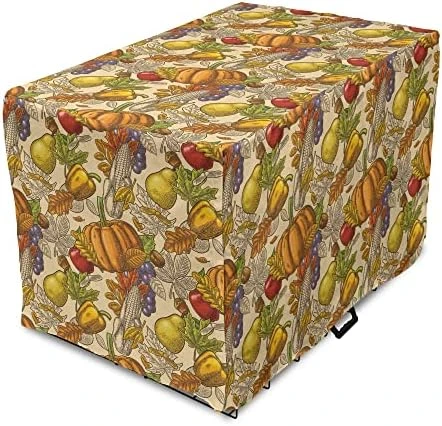 Lunarable Harvest Dog Crate Cover, Happy Thanksgiving Food Pumpkin Tomato Corn Pepper Maple Leaf Acorn Cooking Theme, Easy To Use Pet Kennel Cover For Small Dogs Puppies Kittens, 48 Inch, Multicolor 5 Lunarable Harvest Dog Crate Cover, Happy Thanksgiving Food Pumpkin Tomato Corn Pepper Maple Leaf Acorn Cooking Theme, Easy To Use Pet Kennel Cover For Small Dogs Puppies Kittens, 48 Inch, Multicolor - Image 5