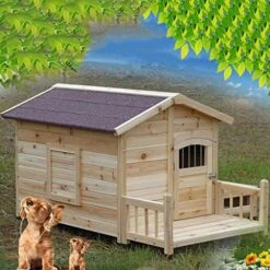 Zuyang Outdoor Wooden Large Dog House Kennel Outdoor Pet Cage Dog House With Dog Food Storage Box Dog Bowl Dog House With Door -Zoomie Shop 51dNmsOGn3L