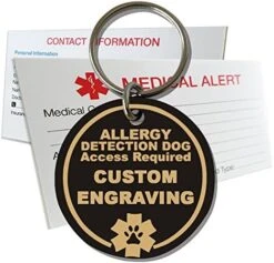 My Identity Doctor Allergy Detection Service Dog ID Custom Engraved Round Plastic - White - Large -Zoomie Shop 51dQ OEFtL. AC
