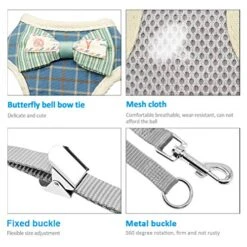 DOILNXH Nylon Cat Dog Harness And Leash Set Breathable Plaid Pet Mesh Harnesses Breathable Puppy Kitten Vest For Small Medium Dogs Blue M -Zoomie Shop 51dcG6MA8tL