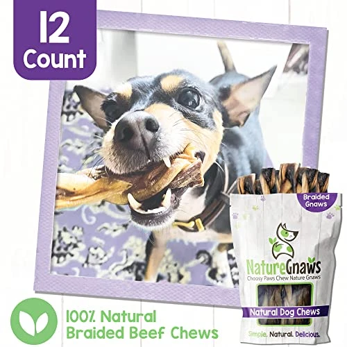 Nature Gnaws Braided Gnaws For Dogs - Premium Natural Beef Dog Chew Treats - Combo Of Bully Sticks, Gullet Jerky And Tripe Twists - Rawhide Free 2 Nature Gnaws Braided Gnaws For Dogs - Premium Natural Beef Dog Chew Treats - Combo Of Bully Sticks, Gullet Jerky And Tripe Twists - Rawhide Free - Image 2