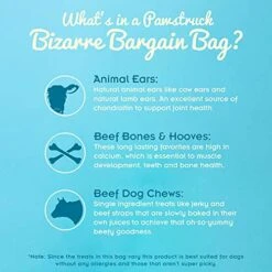 Pawstruck Bizarre Assorted Natural Dog Treats, Pet Food, Long Lasting Chews For All Breeds, Beef Flavor, Animal Ears, Bones & Jerkies, Rawhide Alternative For Aggressive Chewersy, Bargain Bag - 1 Lb -Zoomie Shop 51dnJcOZ6zS