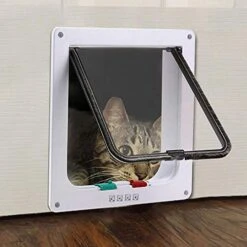 GENERIC Door Cat Door With Controllable 4 Way Lock Security S Flap Door For Dogs Cats Plastic Gate Window Door 2Pcs S -Zoomie Shop 51e50s8ZEOL