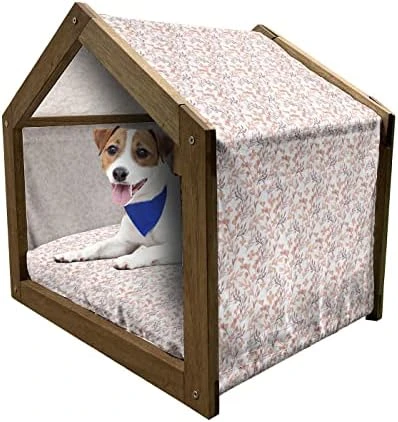 Ambesonne Food Wooden Dog House, Repetitive Pattern With Outline Fruits And Vegetables, Indoor & Outdoor Portable Dog Kennel With Pillow And Cover, X-Large, Pale Orange Pale Yellow 5 Ambesonne Food Wooden Dog House, Repetitive Pattern With Outline Fruits And Vegetables, Indoor & Outdoor Portable Dog Kennel With Pillow And Cover, X-Large, Pale Orange Pale Yellow - Image 5