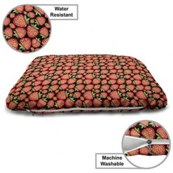 Ambesonne Strawberry Pet Bed, Tropical Fruit Pattern With Berries Summer Season Nature Food Themed Art, Chew Resistant Pad For Dogs And Cats Cushion With Removable Cover, 24" X 39", Multicolor -Zoomie Shop 51eLlraxMAL