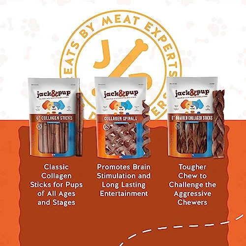 Jack&Pup 6" Braided Beef Collagen Sticks For Dogs - Rawhide Free Dog Chews Long Lasting Collagen Chews For Dogs - Bully Sticks Alternative (8 Pack) 5 Jack&Pup 6" Braided Beef Collagen Sticks For Dogs - Rawhide Free Dog Chews Long Lasting Collagen Chews For Dogs - Bully Sticks Alternative (8 Pack) - Image 5