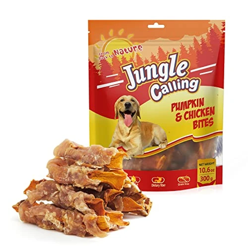 Jungle Calling Natural Chicken Wrapped Pumpkin Dog Treats, Rawhide Free Healthy Chews For Puppy, Gluten And Grain Free Dog Snacks, 11oz 1 Jungle Calling Natural Chicken Wrapped Pumpkin Dog Treats, Rawhide Free Healthy Chews For Puppy, Gluten And Grain Free Dog Snacks, 11oz