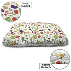 Ambesonne Vegetable Pet Bed, Food Art Illustration Of Cabbage Chili Peppers Tomatoes And Potatoes Pattern, Chew Resistant Pad For Dogs And Cats Cushion With Removable Cover, 24" X 39", Multicolor -Zoomie Shop 51efSErx4eL