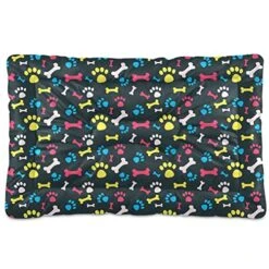Ultra Soft Dog Cat Crate Bed Blanket-Colorful Paw Prints And Bones Fluffy Pet Bed All Season-Short Pile-Anti-Slip Pet Beds 24"x18"
