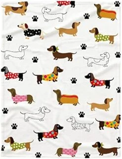 Dachshund Dog Blanket Personalized Dogs Blanket Puppy Blanket,Dog Gift For Dog Lovers Mom Dad Cute Dog Paw Prints Soft Flannel Throw Blanket For Bed Sofa Travel Extra Small 40"x30" For Pet -Zoomie Shop 51faF1nmiRL. AC