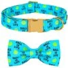 Lionet Paws Dog Collar With Bowtie - Cute Cotton Bowtie Dog Collar With Metal Buckle For Small Dog Girl Boy Gift, S, Neck 10-16in