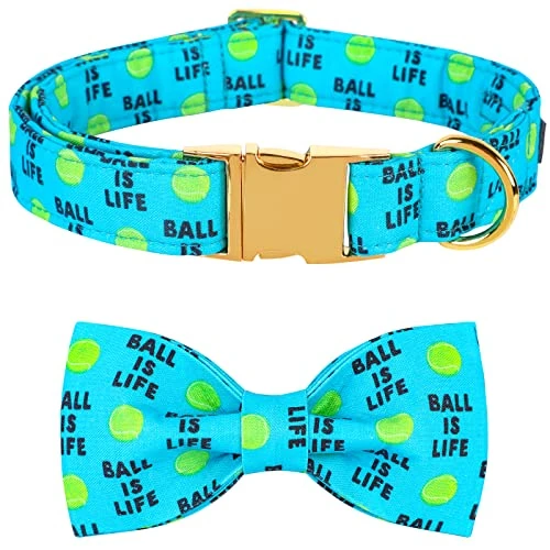 Lionet Paws Dog Collar With Bowtie - Cute Cotton Bowtie Dog Collar With Metal Buckle For Small Dog Girl Boy Gift, S, Neck 10-16in 1 Lionet Paws Dog Collar With Bowtie - Cute Cotton Bowtie Dog Collar With Metal Buckle For Small Dog Girl Boy Gift, S, Neck 10-16in