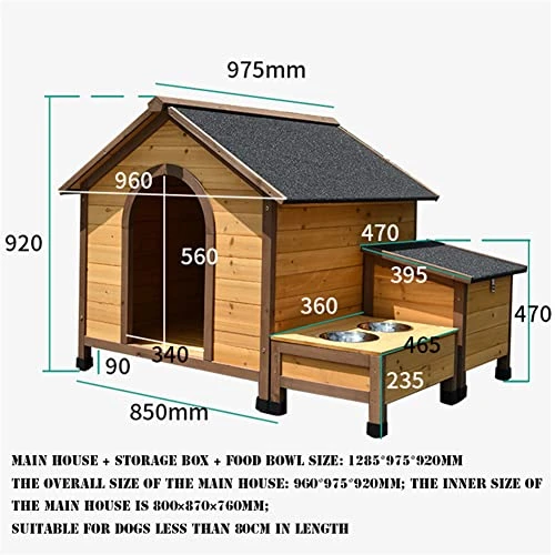 HJDSUDU Wooden Outdoor Dog House, Chinese Fir Indoor Outdoor Pet Kennel With Food Bowl And Water Bowl Easy To Assemble, Large Dog Kennel 6 HJDSUDU Wooden Outdoor Dog House, Chinese Fir Indoor Outdoor Pet Kennel With Food Bowl And Water Bowl Easy To Assemble, Large Dog Kennel - Image 6