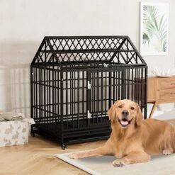 Tuanlove 48" Dog Crate Heavy Duty Indestructible Dog Crate, High Anxiety Dog Crate With Lockable Wheels Double Doors & Locks Design, Removable Tray Design, Upgraded (Silver) -Zoomie Shop 51fngsdSK2L. AC