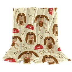 GENERIC Lovely Little Dog Bone Dog Food Fleece Throw Blanket For Couch Lightweight Plush Fuzzy
