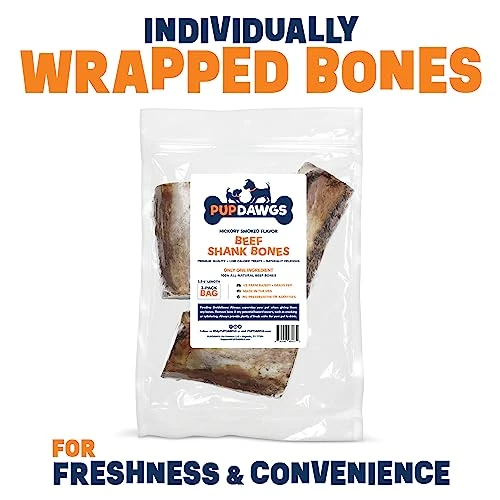 PUPDAWGS Single Ingredient Dog Bones - Made In USA - Beef Shank Bones - Natural Dog Bones For Aggressive Chewers - From USDA Inspected Beef - Hickory Smoked - Individually Wrapped (3 Piece Pack) 2 PUPDAWGS Single Ingredient Dog Bones - Made In USA - Beef Shank Bones - Natural Dog Bones For Aggressive Chewers - From USDA Inspected Beef - Hickory Smoked - Individually Wrapped (3 Piece Pack) - Image 2