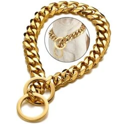 ToBeTrendy Chain Dog Walking Collar Gold Cuban Link Dog Collar 316L Stainless Steel Metal 10mm/15mm Heavy Duty Chain Collar For Medium Dogs(15MM, 26") 16 ToBeTrendy Chain Dog Walking Collar Gold Cuban Link Dog Collar 316L Stainless Steel Metal 10mm/15mm Heavy Duty Chain Collar For Medium Dogs(15MM, 26") -Zoomie Shop 51gfV1URlyL