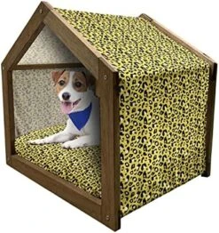 Ambesonne Pop Art Wooden Dog House, Hipster Banana Graphic Exotic Fruits Island Food Jungle Tropical Design, Indoor & Outdoor Portable Dog Kennel With Pillow And Cover, X-Large, Cobalt Blue Mustard -Zoomie Shop 51gizKED9L. AC