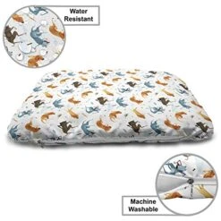 Ambesonne Dog Pet Bed, Funny Dogs Flying With Food Bowl And Bones Pets Companion Illustration, Chew Resistant Pad For Dogs And Cats Cushion With Removable Cover, 24" X 39", Slate Blue Ginger 8 Ambesonne Dog Pet Bed, Funny Dogs Flying With Food Bowl And Bones Pets Companion Illustration, Chew Resistant Pad For Dogs And Cats Cushion With Removable Cover, 24" X 39", Slate Blue Ginger -Zoomie Shop 51gmXdND5QL