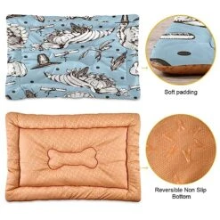 Dog Bed Mat Soft Comfortable Anti-Slip Bottom Pet Mat Washable Cat Kennel Crate Pad For Small Medium Large Pets 24x36in Thanksgiving Day Turkey Food Elements