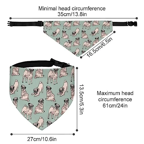 GENERIC Cute Dogs Pug Pattern Pet Bandana Collar - Scarf Collar - Art Dog Bandana Minimal Head Cicumference 2 GENERIC Cute Dogs Pug Pattern Pet Bandana Collar - Scarf Collar - Art Dog Bandana Minimal Head Cicumference - Image 2