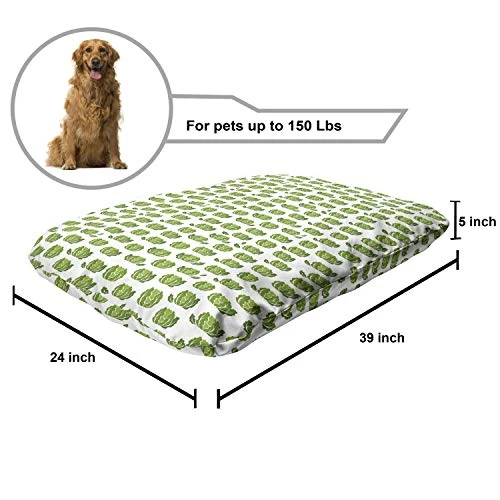 Ambesonne Farming Pet Bed, Cabbage Lettuce Garden Fresh Salad Organic Healthy Eating Food Vegan Graphic, Chew Resistant Pad For Dogs And Cats Cushion With Removable Cover, 24" X 39", Fern Green White 2 Ambesonne Farming Pet Bed, Cabbage Lettuce Garden Fresh Salad Organic Healthy Eating Food Vegan Graphic, Chew Resistant Pad For Dogs And Cats Cushion With Removable Cover, 24" X 39", Fern Green White - Image 2