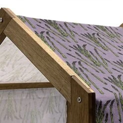 Lunarable Vegetable Art Wooden Pet House, Asparagus Plants Natural Healthy Food Vegetable Illustration, Outdoor & Indoor Portable Dog Kennel With Pillow And Cover, Small, Lilac Eggplant -Zoomie Shop 51hMzLFmh8L