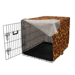 Lunarable Cinco De Mayo Dog Crate Cover, Pattern With Traditional Food Sombrero And Dia De Los Muertos Skull, Easy To Use Pet Kennel Cover For Small Dogs Puppies Kittens, 42 Inch, Multicolor -Zoomie Shop 51hYa9ULKXL