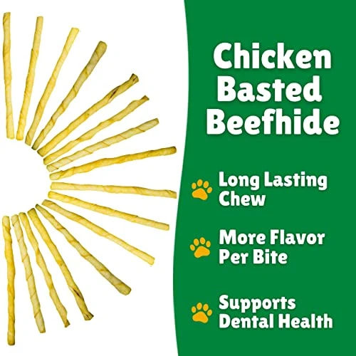 Lucky Premium Treats Chicken Basted Rawhide – All-Natural Rawhide And Beef Dog Treats For Small Dogs, Gluten Free Premium Small Dog Treats (15 Chews) 3 Lucky Premium Treats Chicken Basted Rawhide – All-Natural Rawhide And Beef Dog Treats For Small Dogs, Gluten Free Premium Small Dog Treats (15 Chews) - Image 3