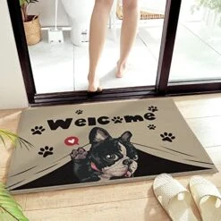 Cute Dog Love Heart Area Rug Non Slip Absorbent Non Shedding Easy Clean Washable Thick Plush Door Mat For Bathroom Entryway Living Dining Room Kitchen 20"x31.5" - Pet Paws With Word Welcome