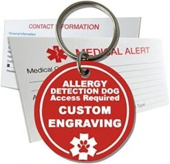 My Identity Doctor Allergy Detection Service Dog ID Custom Engraved Round Plastic - White - Large -Zoomie Shop 51hx0UuOdLL. AC