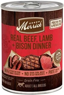 Merrick Grain Free Wet Dog Food Real Duck Dinner, Canned Dog Food - (12) 12.7 Oz. Cans -Zoomie Shop 51iA7I8kouL. AC