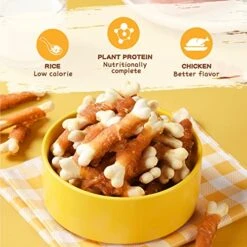 PAWUP Dog Treats Chicken Wrapped Calcium Bone, Training Treats For Small Dogs, Rawhide Free Dog Chews, Natural Teeth Clean W/Taurine, Limited Ingredients Natural Dog Reward, 12.5 Oz 10 PAWUP Dog Treats Chicken Wrapped Calcium Bone, Training Treats For Small Dogs, Rawhide Free Dog Chews, Natural Teeth Clean W/Taurine, Limited Ingredients Natural Dog Reward, 12.5 Oz -Zoomie Shop 51iI3RKvDXL