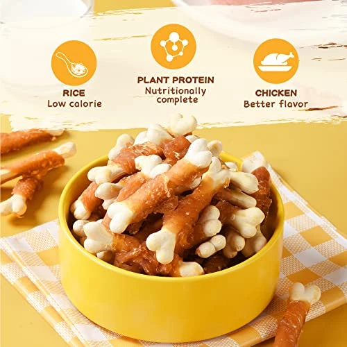 PAWUP Dog Treats Chicken Wrapped Calcium Bone, Training Treats For Small Dogs, Rawhide Free Dog Chews, Natural Teeth Clean W/Taurine, Limited Ingredients Natural Dog Reward, 12.5 Oz 3 PAWUP Dog Treats Chicken Wrapped Calcium Bone, Training Treats For Small Dogs, Rawhide Free Dog Chews, Natural Teeth Clean W/Taurine, Limited Ingredients Natural Dog Reward, 12.5 Oz - Image 3