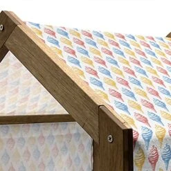 Ambesonne Food Wooden Pet House, Ice Cream Cones Fifties Time Colored Drawings With Abstract Retro Like Design Image, Indoor & Outdoor Portable Dog Kennel With Pillow And Cover, Large, Multicolor -Zoomie Shop 51iM7ysfDCL