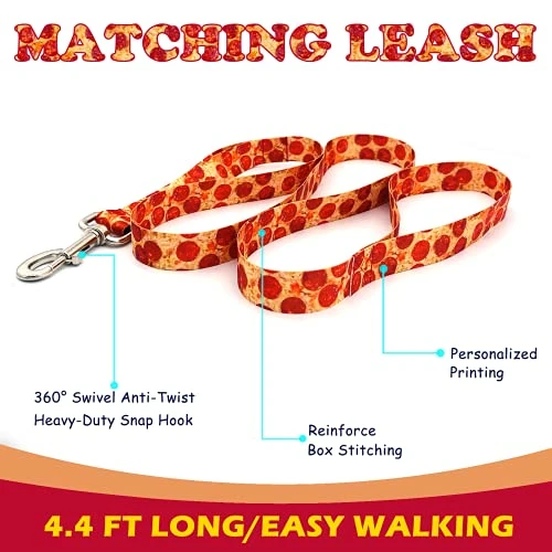 Large Dog Harness And Leash Set With Collar, No Pull Dog Harness No Escape Chew Proof Durable Dog Leash Personalized Adjustable Buckle Dog Collar With Pizza Food Pattern 2 Large Dog Harness And Leash Set With Collar, No Pull Dog Harness No Escape Chew Proof Durable Dog Leash Personalized Adjustable Buckle Dog Collar With Pizza Food Pattern - Image 2