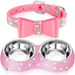 Gerrii 2 Pcs Pink Dog Cat Bowls And Small Puppy Collar Set For Cat And Dog, Pink Bling Cat Collars Rhinestones Stainless Steel Puppy Bowls Adjustable Bling Dog Collar (Pink, XS) 16 Gerrii 2 Pcs Pink Dog Cat Bowls And Small Puppy Collar Set For Cat And Dog, Pink Bling Cat Collars Rhinestones Stainless Steel Puppy Bowls Adjustable Bling Dog Collar (Pink, XS) -Zoomie Shop 51jWjM0EQwL. AC 1