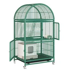 Cat Playpen For Indoor Cats Universal Wheel With Lock Made Of Thick Steel Pipe Steel Wire, Anti-Collision Door Lock Suitable For Cats, Dogs, 3 Colors (Color : Green, Size : 79 * 63 * 97cm)