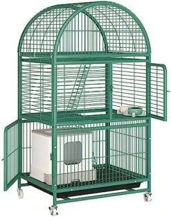Cat Playpen For Indoor Cats Universal Wheel With Lock Made Of Thick Steel Pipe Steel Wire, Anti-Collision Door Lock Suitable For Cats, Dogs, 3 Colors (Color : Green, Size : 79 * 63 * 97cm) -Zoomie Shop 51kAEyXQfwL. AC