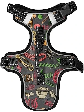 No Pull Dog Harness For Medium Dogs Adjustable Pet Vest Harness With Leash Reflective Front Clip Vest With Handle Easy Control For Small Medium Large Dogs Cats Outdoor Walking Mexican Food Lettering 8 No Pull Dog Harness For Medium Dogs Adjustable Pet Vest Harness With Leash Reflective Front Clip Vest With Handle Easy Control For Small Medium Large Dogs Cats Outdoor Walking Mexican Food Lettering - Image 8