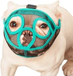 Wintchuk Short Snout Dog Muzzle Mesh Bulldog Muzzle Anti-Biting Barking Chewing, Adjustable (S, Lake Blue) -Zoomie Shop 51kslMUKmsL. AC 3