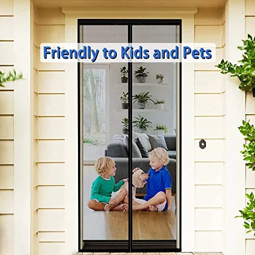 Upgraded Magnetic Screen Door,Heavy Duty Mesh Curtain, Fits Doors Up To 78x70in/200x180cm, Hands Free Dogs Cats Pet Friendly Door Screen -Black 1 Upgraded Magnetic Screen Door,Heavy Duty Mesh Curtain, Fits Doors Up To 78x70in/200x180cm, Hands Free Dogs Cats Pet Friendly Door Screen -Black