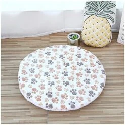 UNOVAP Soft Pet Dog Mat Cotton Paws Footprints Washable Round Pet Blanket Double-Sided Warm Sleeping Bed (Color : Coffee, Size : Diameter 50cm) -Zoomie Shop 51l3NCwWOvL. AC 1
