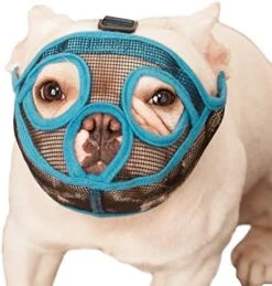 Wintchuk Short Snout Dog Muzzle Mesh Bulldog Muzzle Anti-Biting Barking Chewing, Adjustable (S, Lake Blue) -Zoomie Shop 51l6B1pFD2L. AC