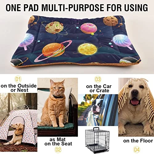 Emelivor Food Planets Dog Cat Bed Washable Crate Pet Bed Anti-Slip Comfortable Puppy Kennel Bed For Indoor Small Medium Large Dogs Cats, 18 X 24 Inch 3 Emelivor Food Planets Dog Cat Bed Washable Crate Pet Bed Anti-Slip Comfortable Puppy Kennel Bed For Indoor Small Medium Large Dogs Cats, 18 X 24 Inch - Image 3