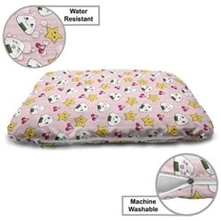 Ambesonne Japan Pet Bed, Japanese Foods Rice Ball Cherries Kawaii Anime Pattern Design, Chew Resistant Pad For Dogs And Cats Cushion With Removable Cover, 24" X 39", Pink -Zoomie Shop 51lnkyLfeBL