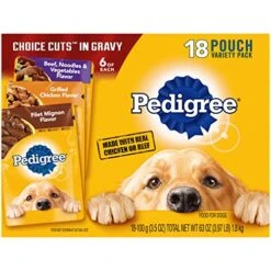PEDIGREE CHOICE CUTS In Gravy Adult Soft Wet Meaty Dog Food Variety Pack, (18) 3.5 Oz. Pouches