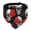 GENERIC Skull Red Roses On Black Pet Bandana Collar - Scarf Collar - Art Dog Bandana Minimal Head Cicumference