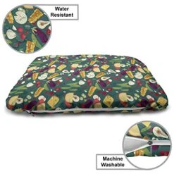 Ambesonne Food Art Pet Bed, Variety Of Veggies And Cheese Corns Camembert Garlic Meal Healthy Vegetable Design, Chew Resistant Pad For Dogs And Cats Cushion With Removable Cover, 24" X 39", Multicolor -Zoomie Shop 51mQDWFQEUL